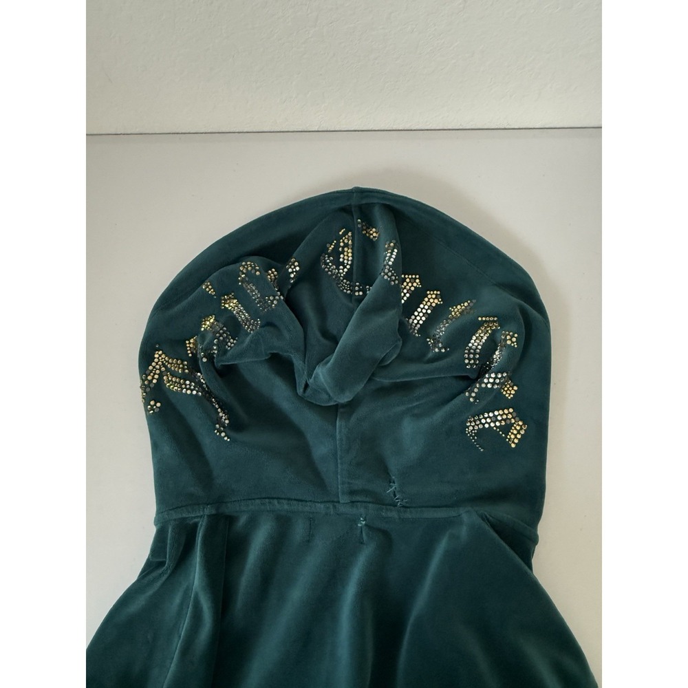 Juicy Couture Y2K Jumpsuit‎ Women's XS Velour Teal Hooded Track Soft Feel - Picture 5 of 12